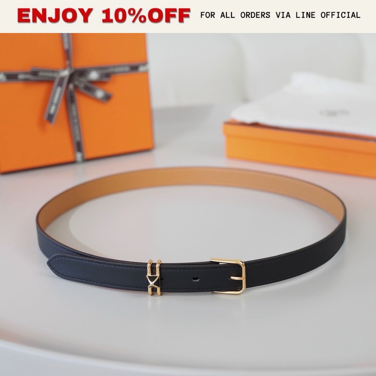 NEW! HERMES Mini Clou 20 belt สี Noir GHW | ACC