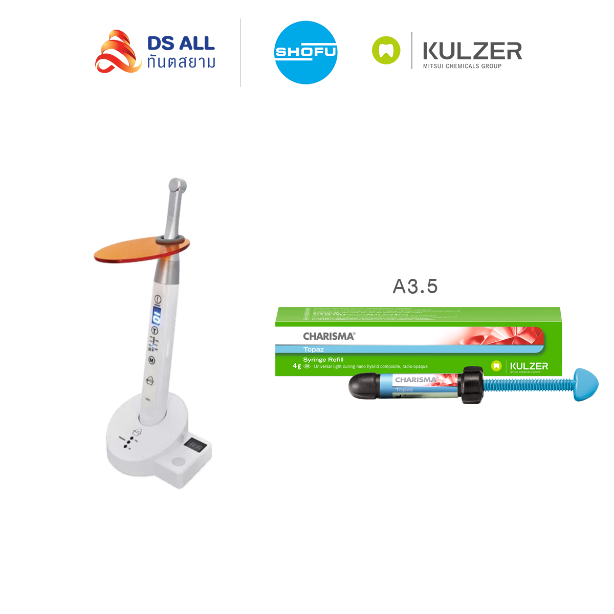 LED CURING LIGHT CO2-D + Charisma Topaz A3.5(5หลอด)