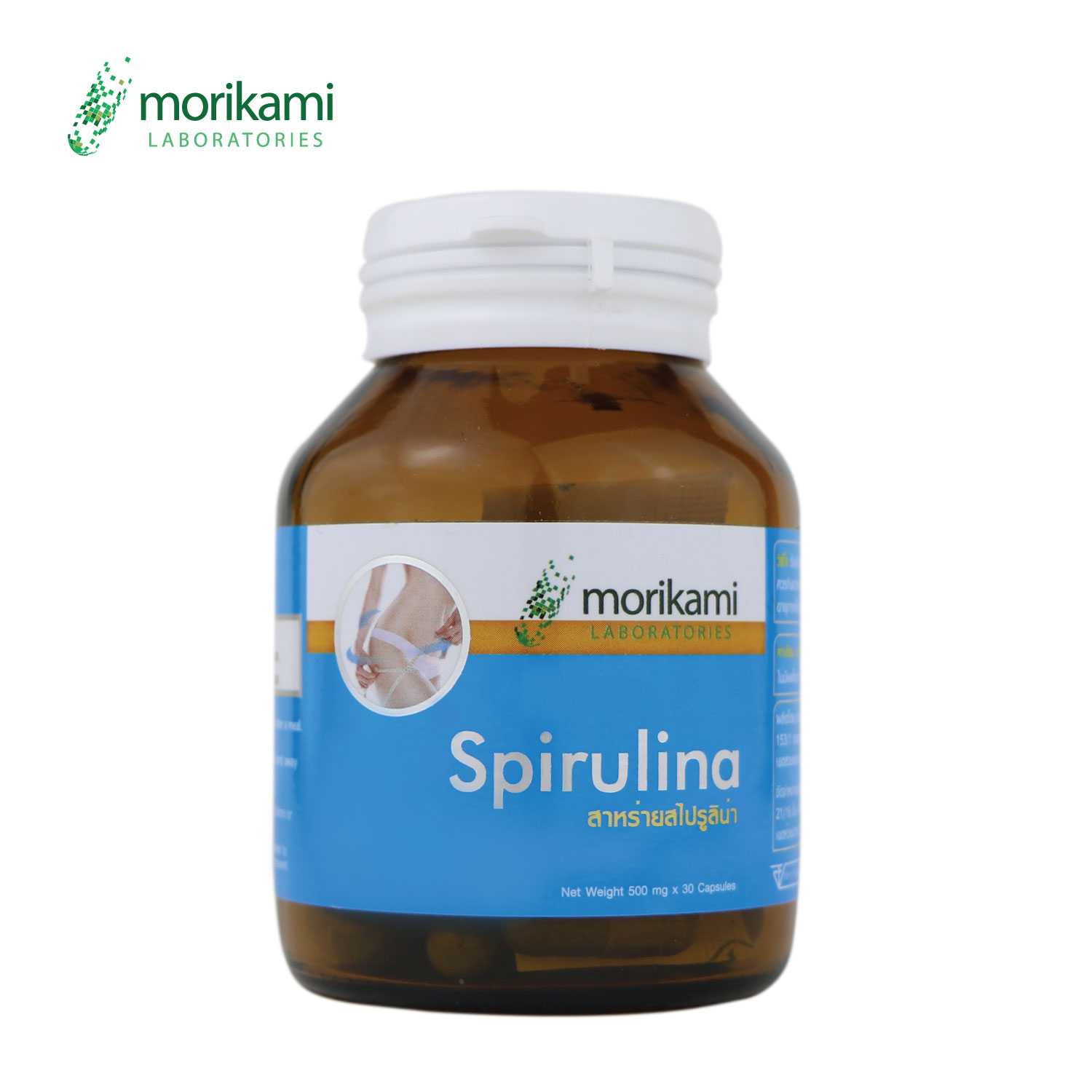 สาหร่ายสไปรูลิน่า Spirulina x 1 ขวด โมริคามิ ลาบอราทอรีส์ morikami LABORATORIES
