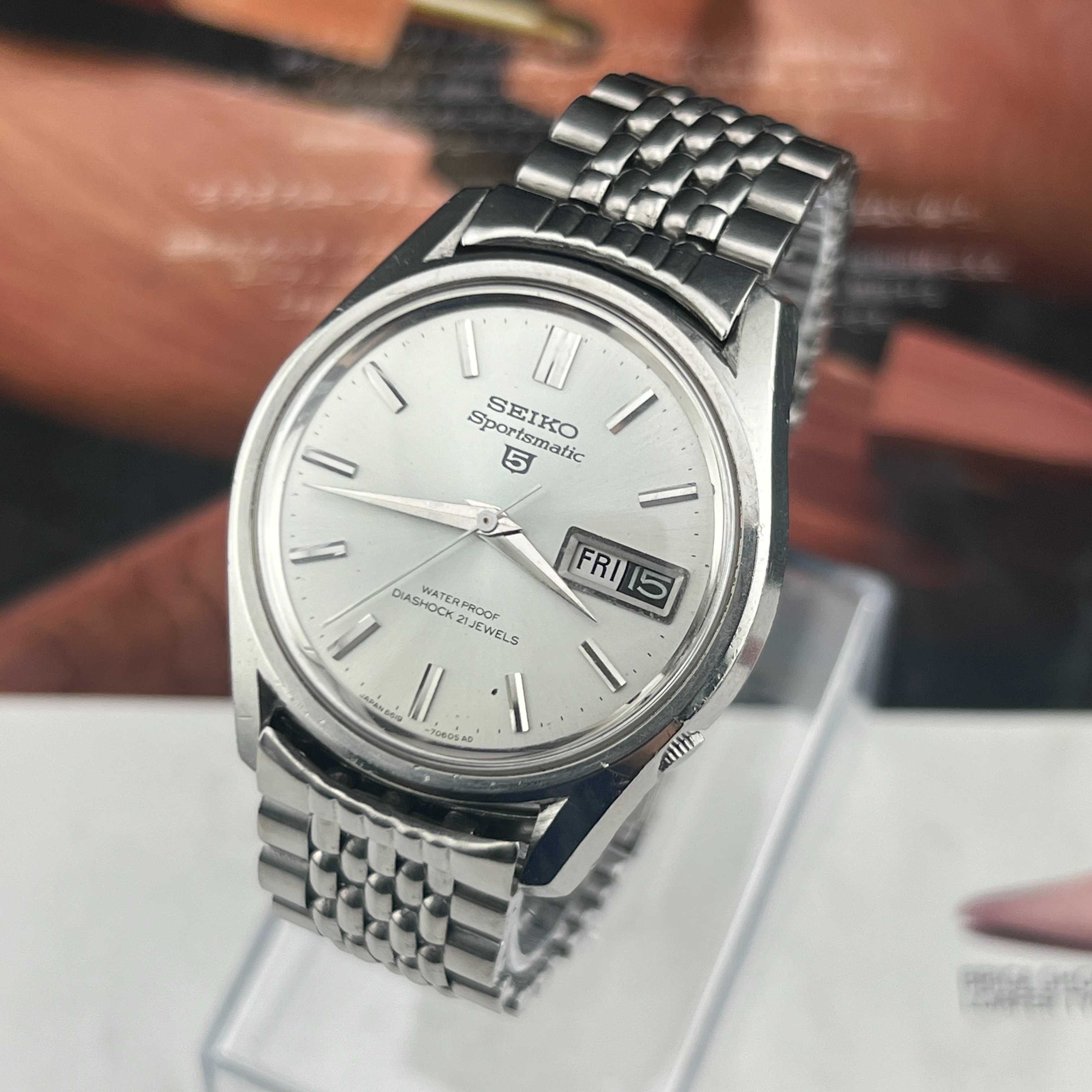 Vintage Seiko Sportsmatic 5 Automatic 21Jewels Silver Dial Ref.6619-7070 Days/Date Japan 1967