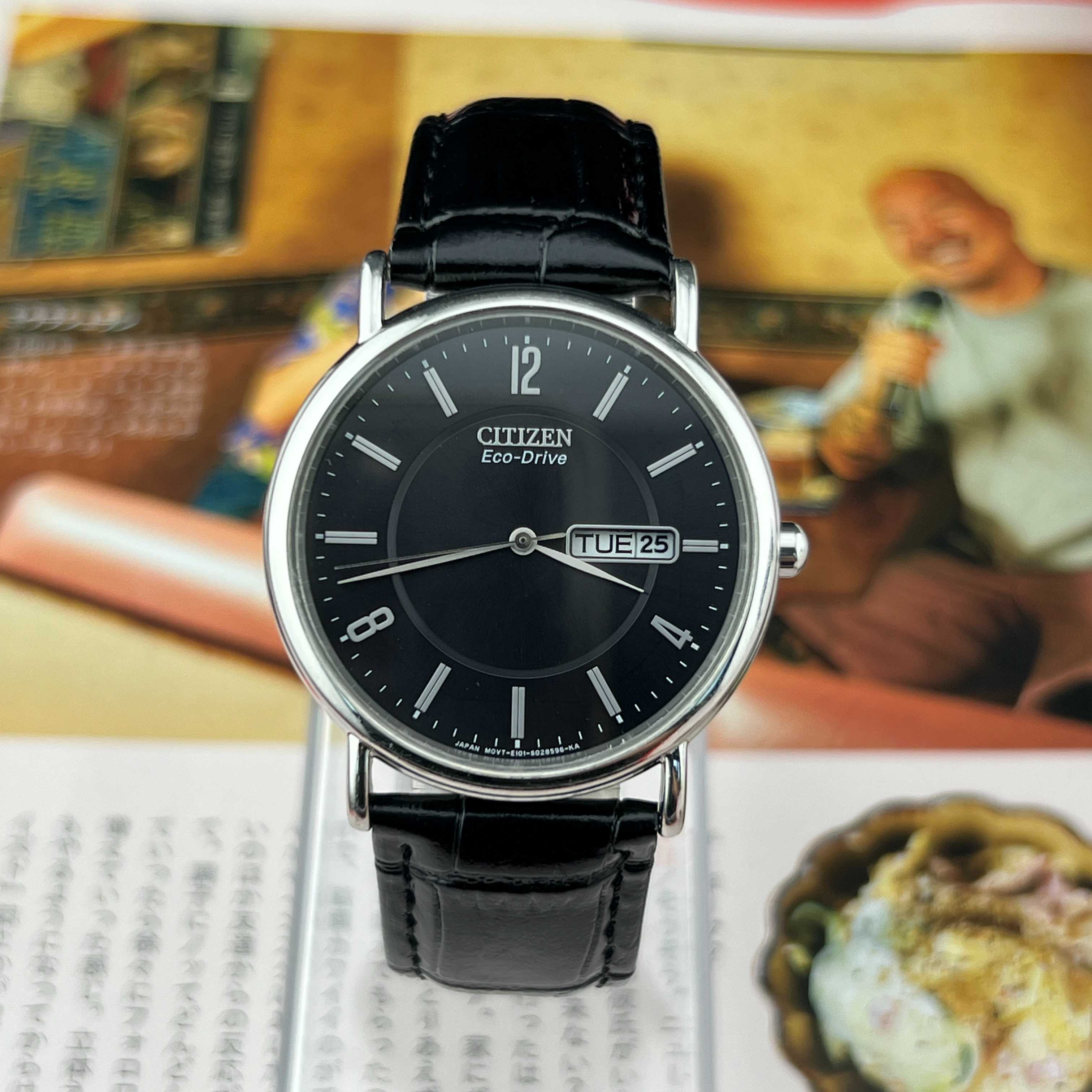 Citizen Eco-Drive Black Sunburst Dial Ref.E101-S015570 Days/Date Spain Japan 2008