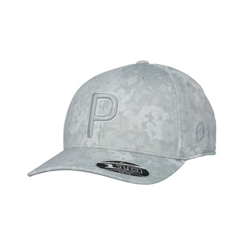 Mercedes-Benz หมวกกอล์ฟ สีเทาลายดอกไม้ ปักดาว Mercedes ผลิตโดย PUMA for Mercedes-Benz