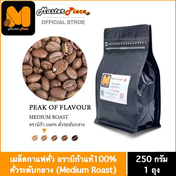 เมล็ดกาแฟคั่ว สูตร Peak Of Flavour (เข้มน้อย)  250 กรัม