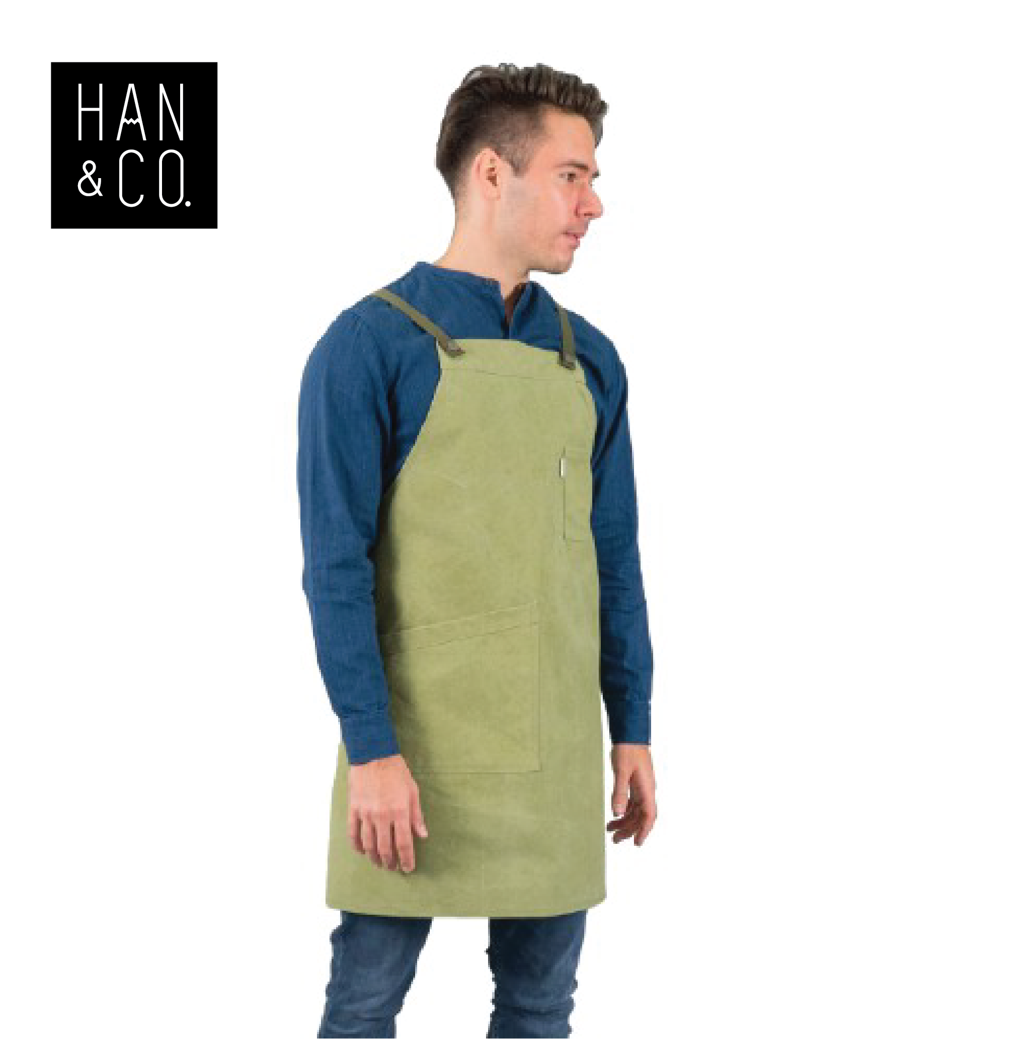 ผ้ากันเปื้อนสายไขว้หลังรุ่น 12C Cross Back Apron (เขียวอ่อน, Grass Green)