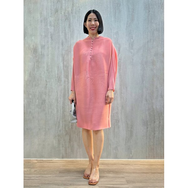 ยาว 38 นิ้ว 2MUAY รุ่น GM18257 เดรสอัดพลีท MANDARIN FRONT BUTTON PLEATED DRESS 7สี FREE SIZE