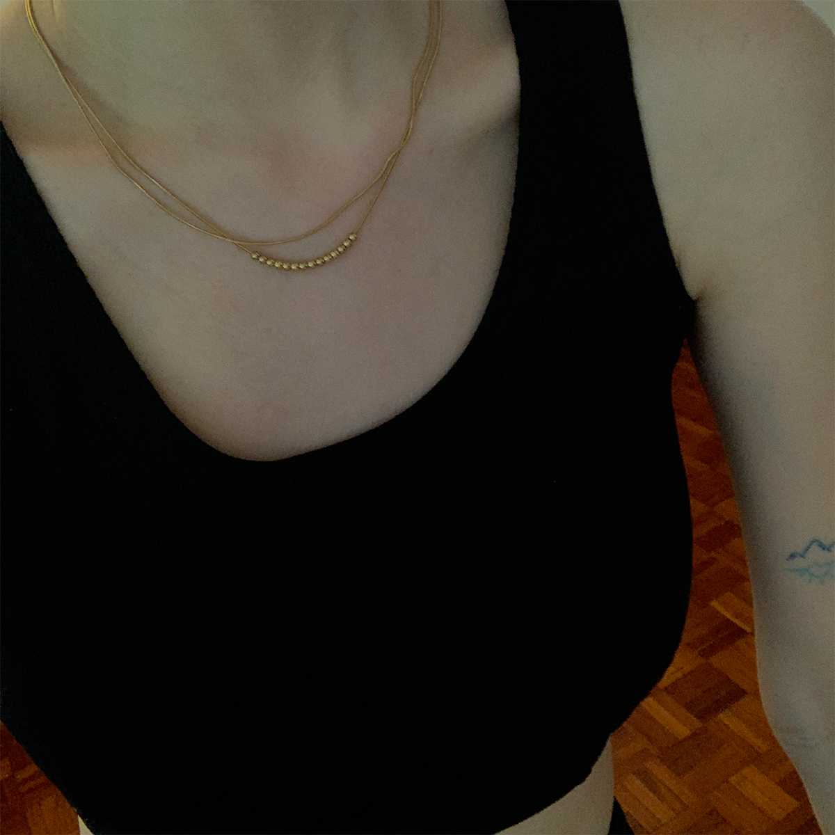dots-line with plain necklace (2layers)