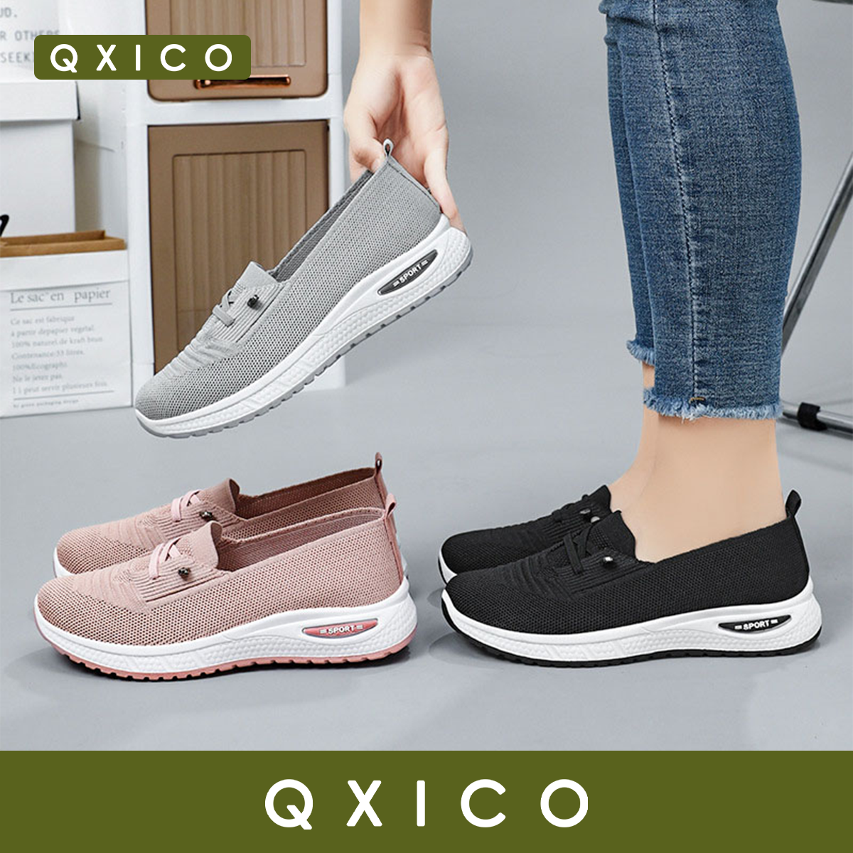Qxico รุ่น QZ161 รองเท้าผ้าใบ รองเท้าแบบสวมง่าย ใส่สบาย ขายดีม๊ากก!!