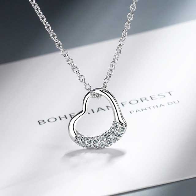 สร้อยคอ สร้อยแฟชั่น สร้อย หัวใจ CZ เงินแท้ชุบทองคำขาว Heart Zircon สร้อยหัวใจ มินิมอล minimal