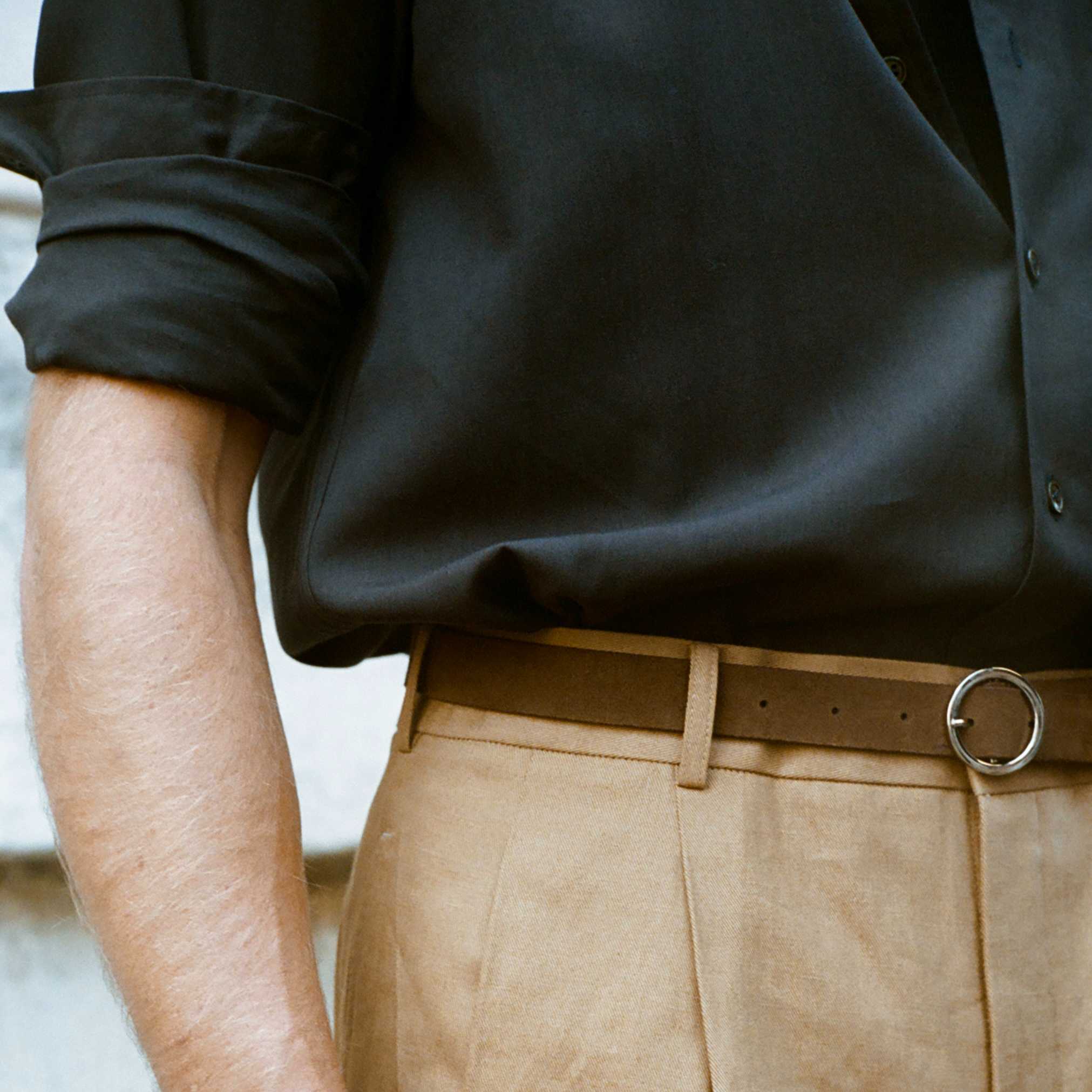 NORMALE Round Slim Belt - Mocha suede