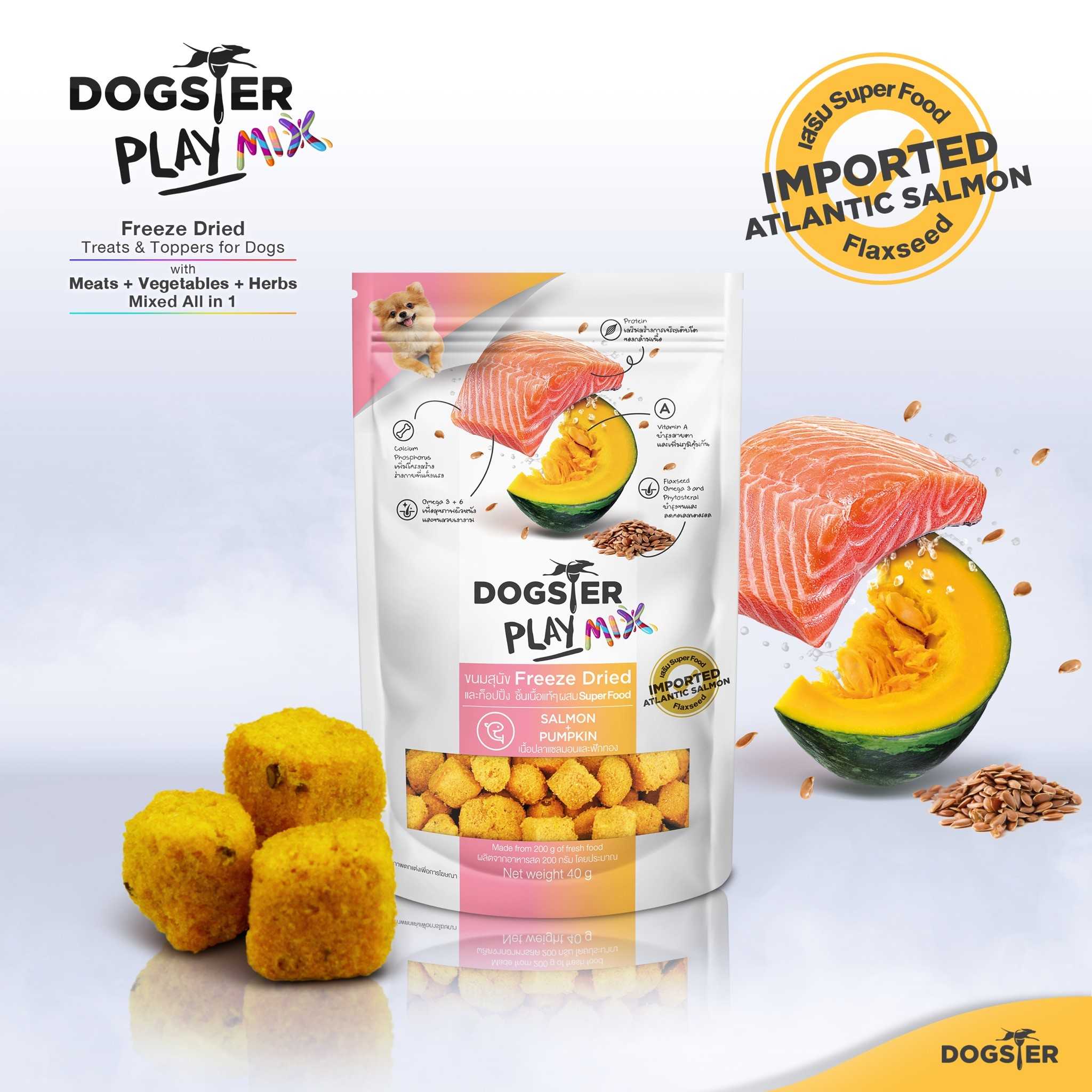 Dogster Play Mix Salmon and Pumpkin formula  + plus Superfood (Flaxseed)