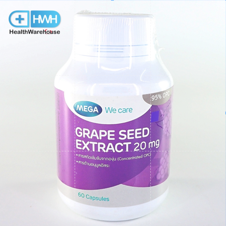 Mega We Care Grape Seed Extract 20mg 60 แคปซูล เมก้า วีแคร์ | เกรปซีด เอ็กซแทรกท์ 60 แคปซูล