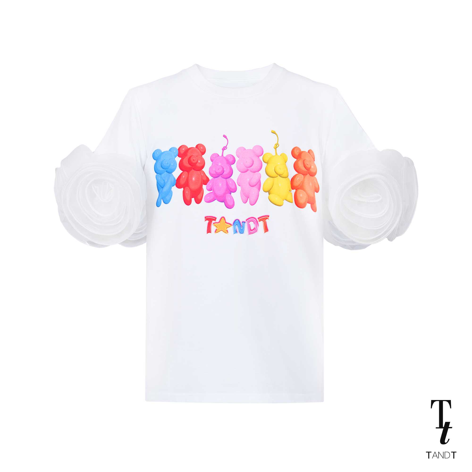 BESTIE! - BESTIE! PRINTED AND ROSES HAND-CRAFTED T-SHIRT