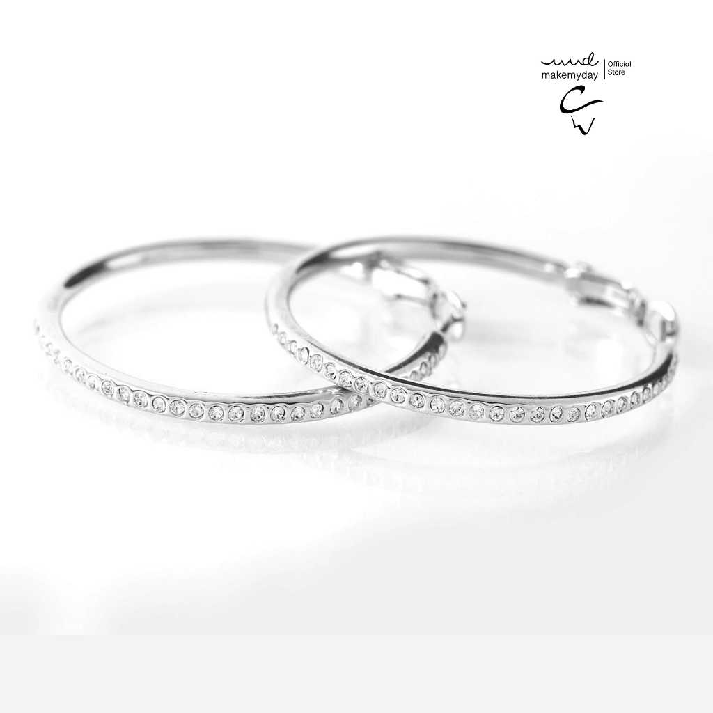 Crystalwork ต่างหูห่วงรุ่น Classic คริสตัล สี White Crystal