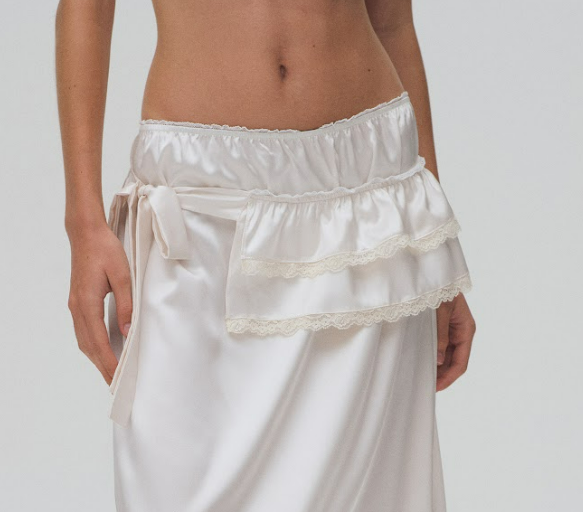OFF WHITE SATIN MINI APRON