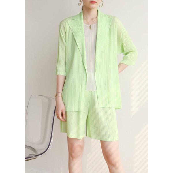 2MUAY รุ่น GJO7717/GJO7718 ชุดอัดพลีท เซ็ตพลีทคุณภาพ 9สี FREE SIZE CARDIGAN/BLAZER PLEATED SET