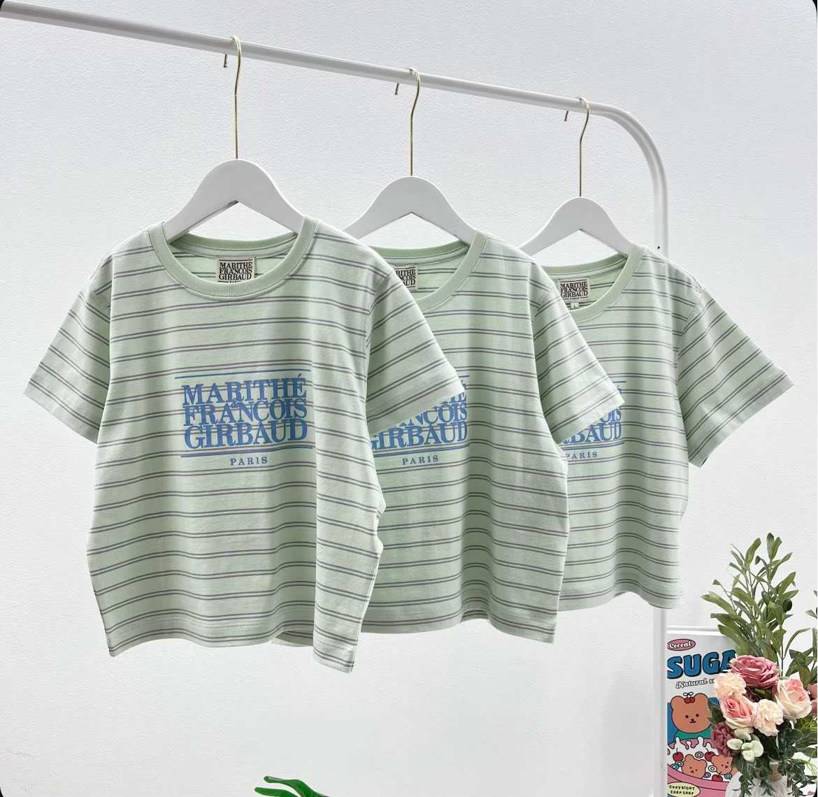 Marithe Stripe Cropped T-Shirt (Green)