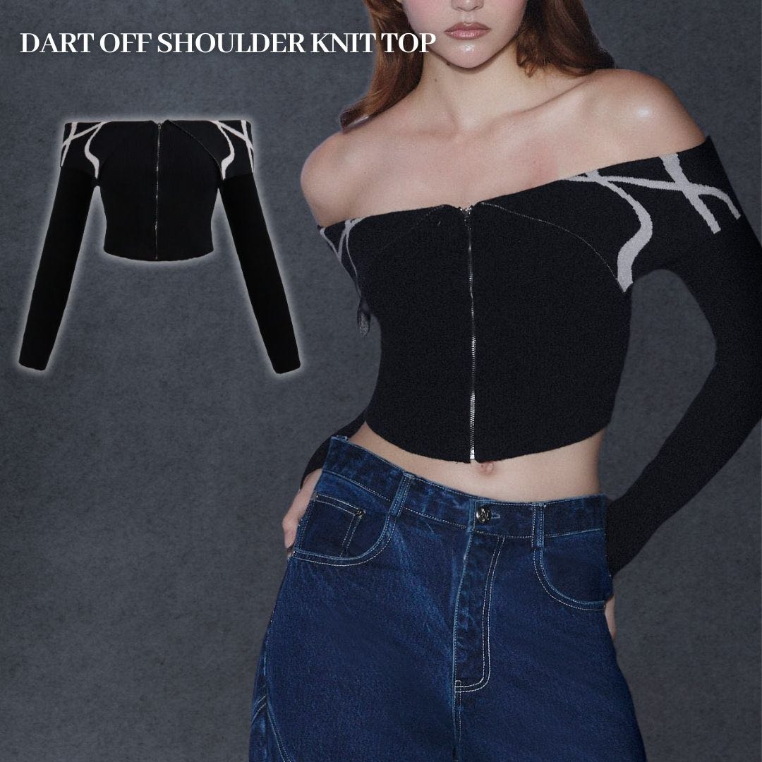 Merge Official - Dart Off Shoulder Knit Top (พร้อมส่ง)