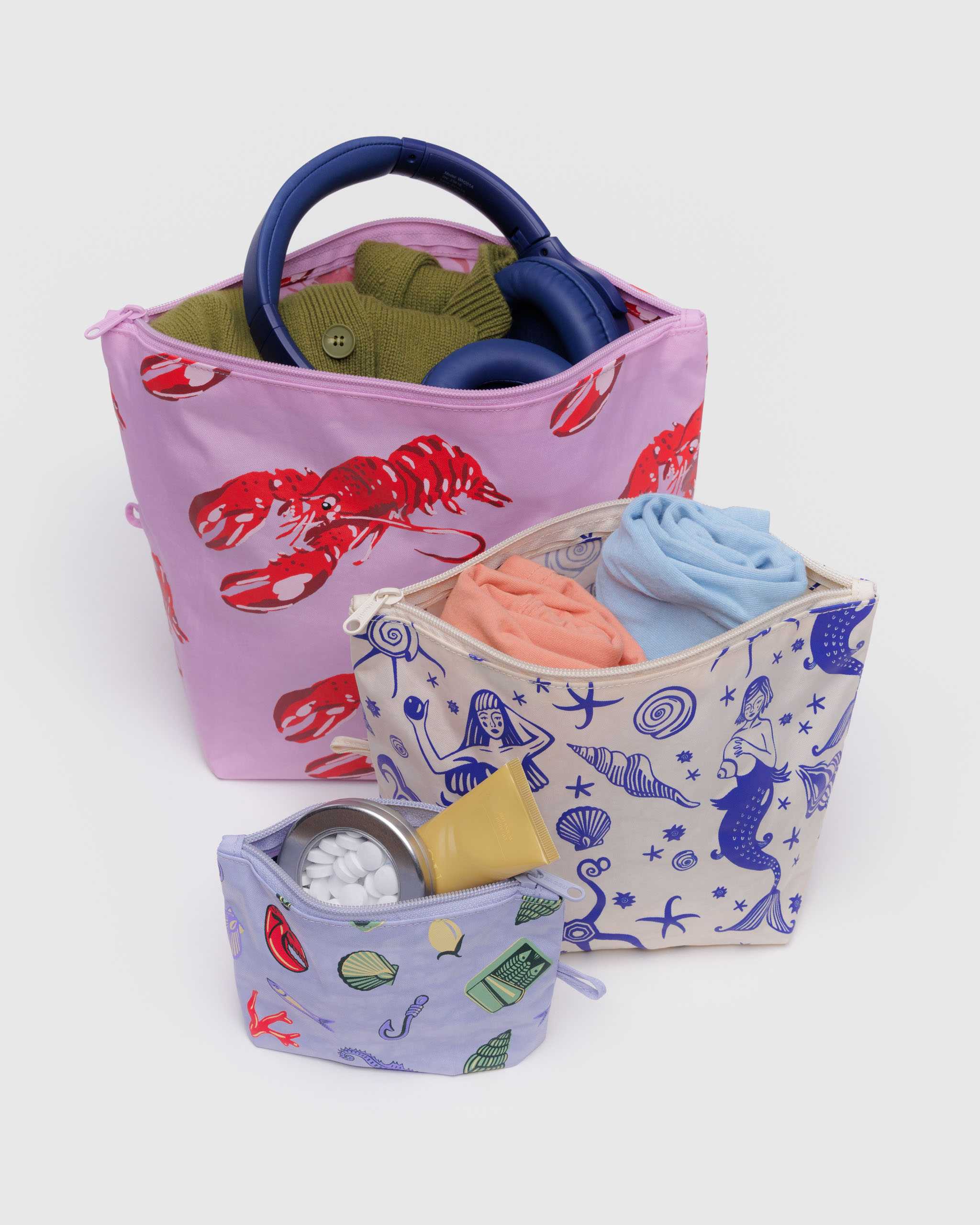 BAGGU Go Pouch Set - Sea creatures
