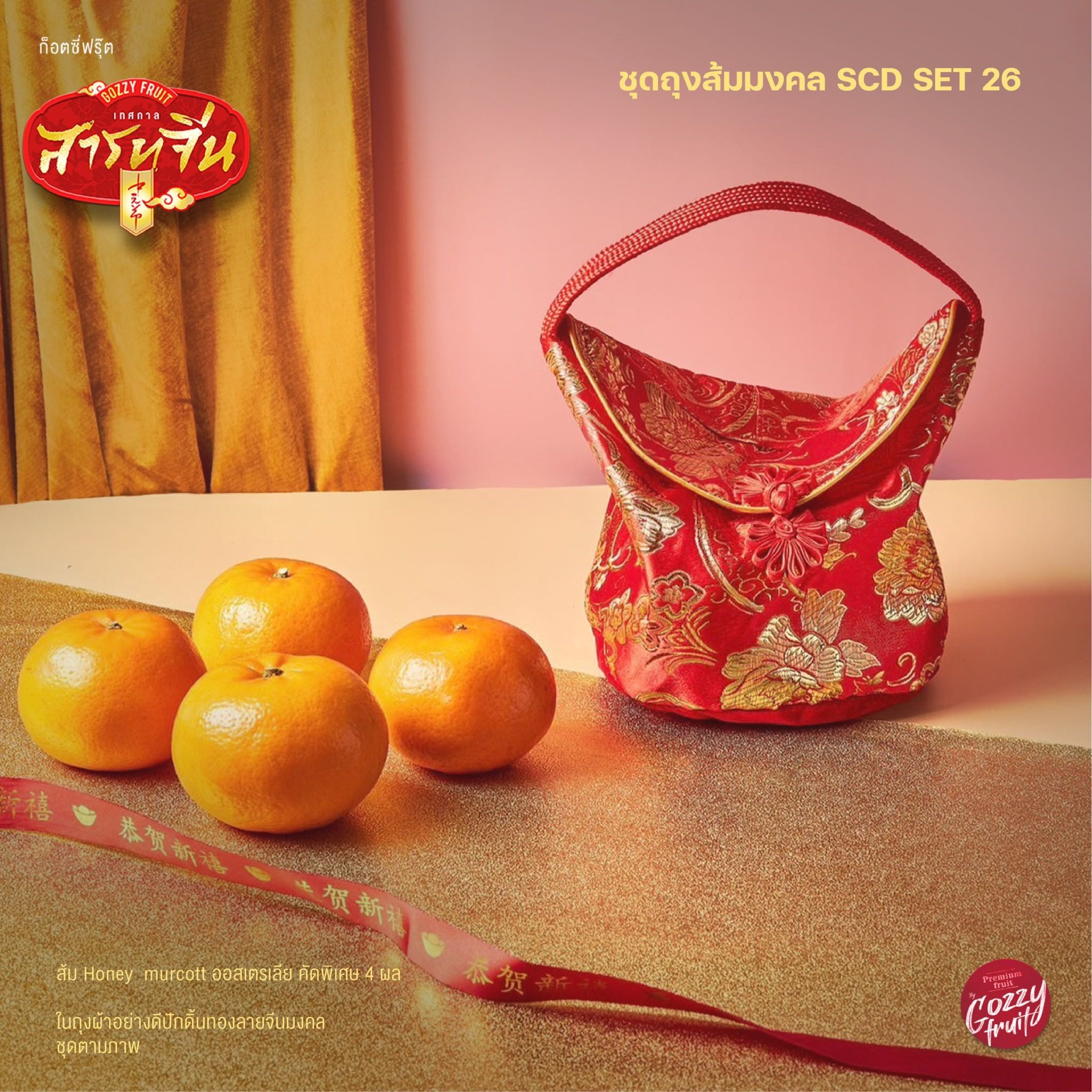 ชุดถุงส้มมงคล SCD set 26 (ส้ม 4 ผล) สารทจีน