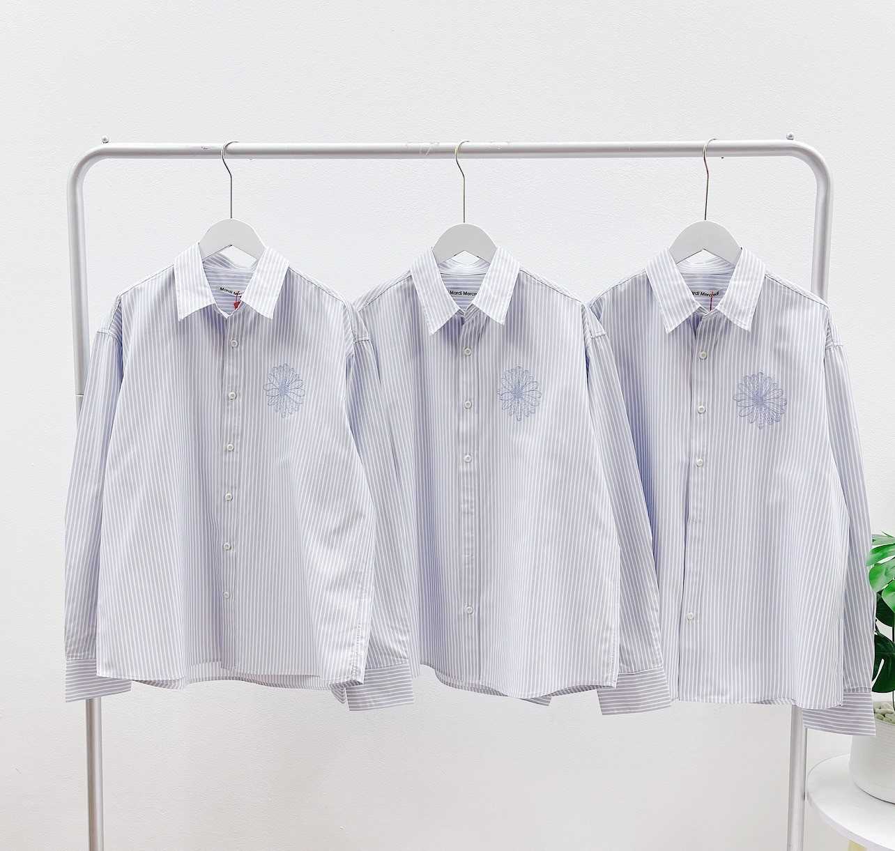 Mardi Cotton Stripe Shirt (Navy Blue)