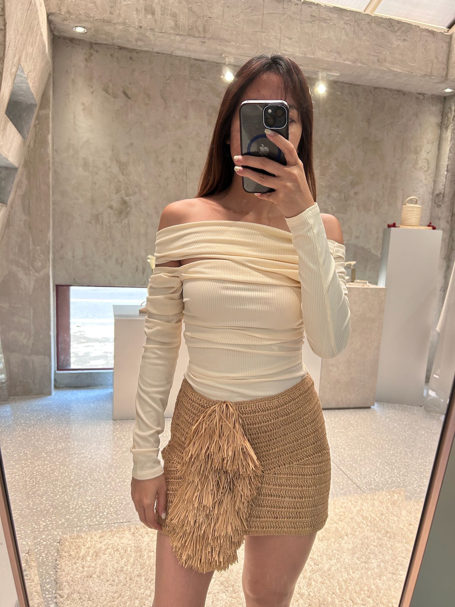 SALE Leje Ruched Asymmetric Top - Beige