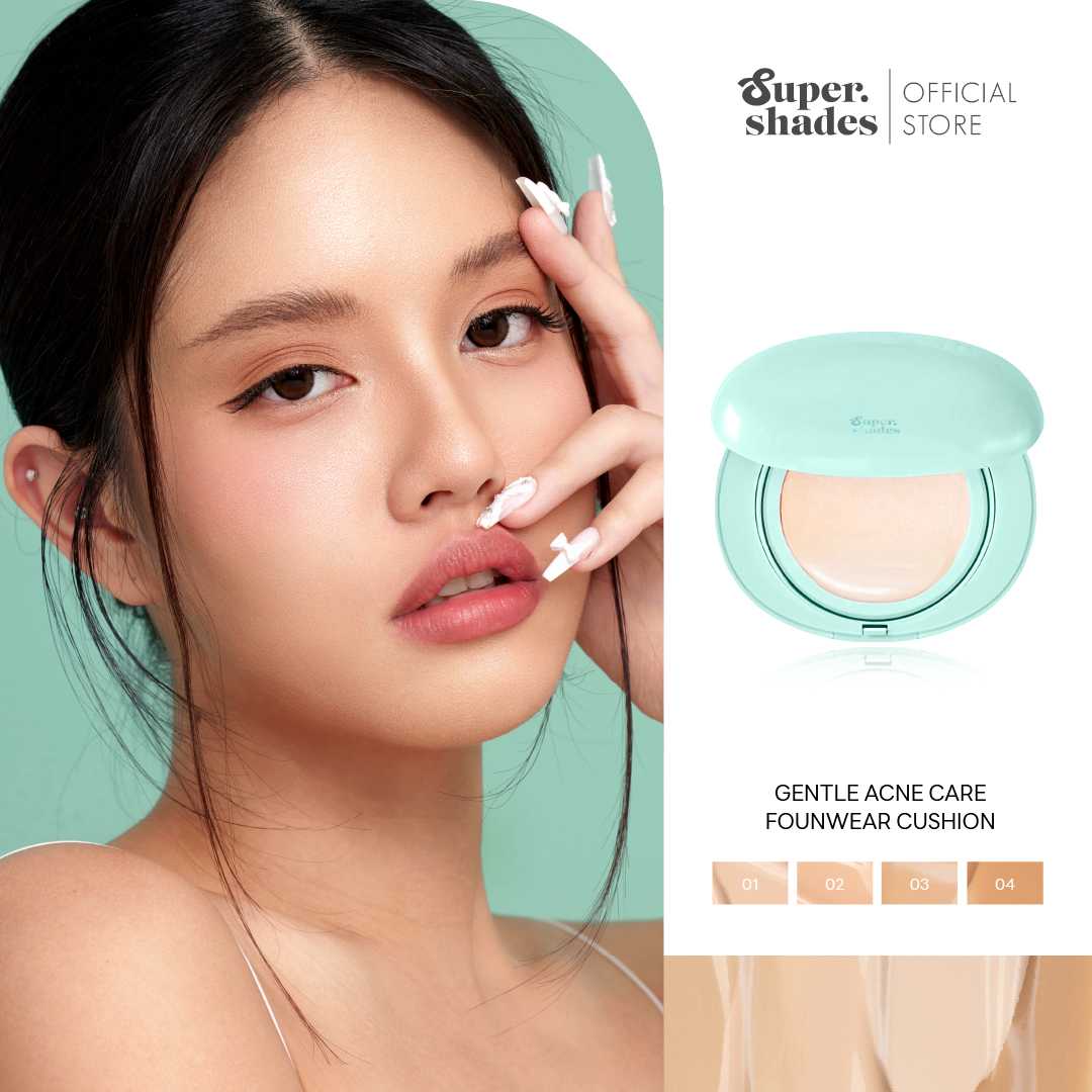 SuperShades Gentle Acne Care Founwear Cushion SPF50 PA+++ | คุชชั่นมาการองเขียว สำหรับผิวเป็นสิว