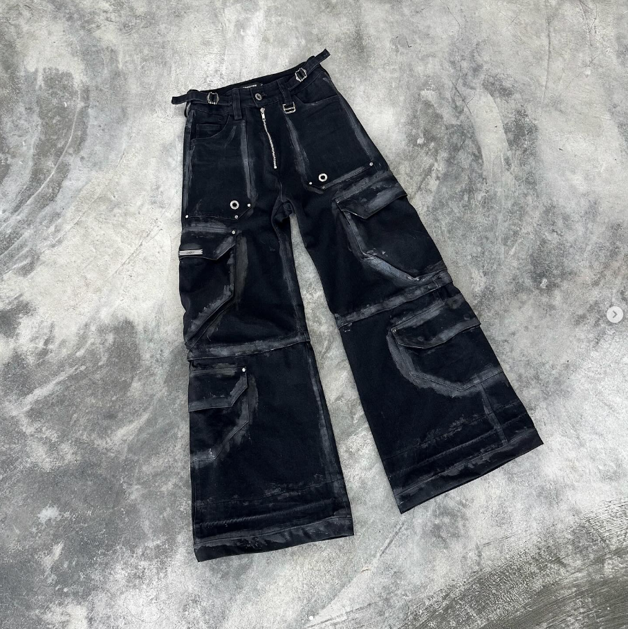 CHAOSISM - 2in1 FLARED CARGO PANTS FADED (WAXED)