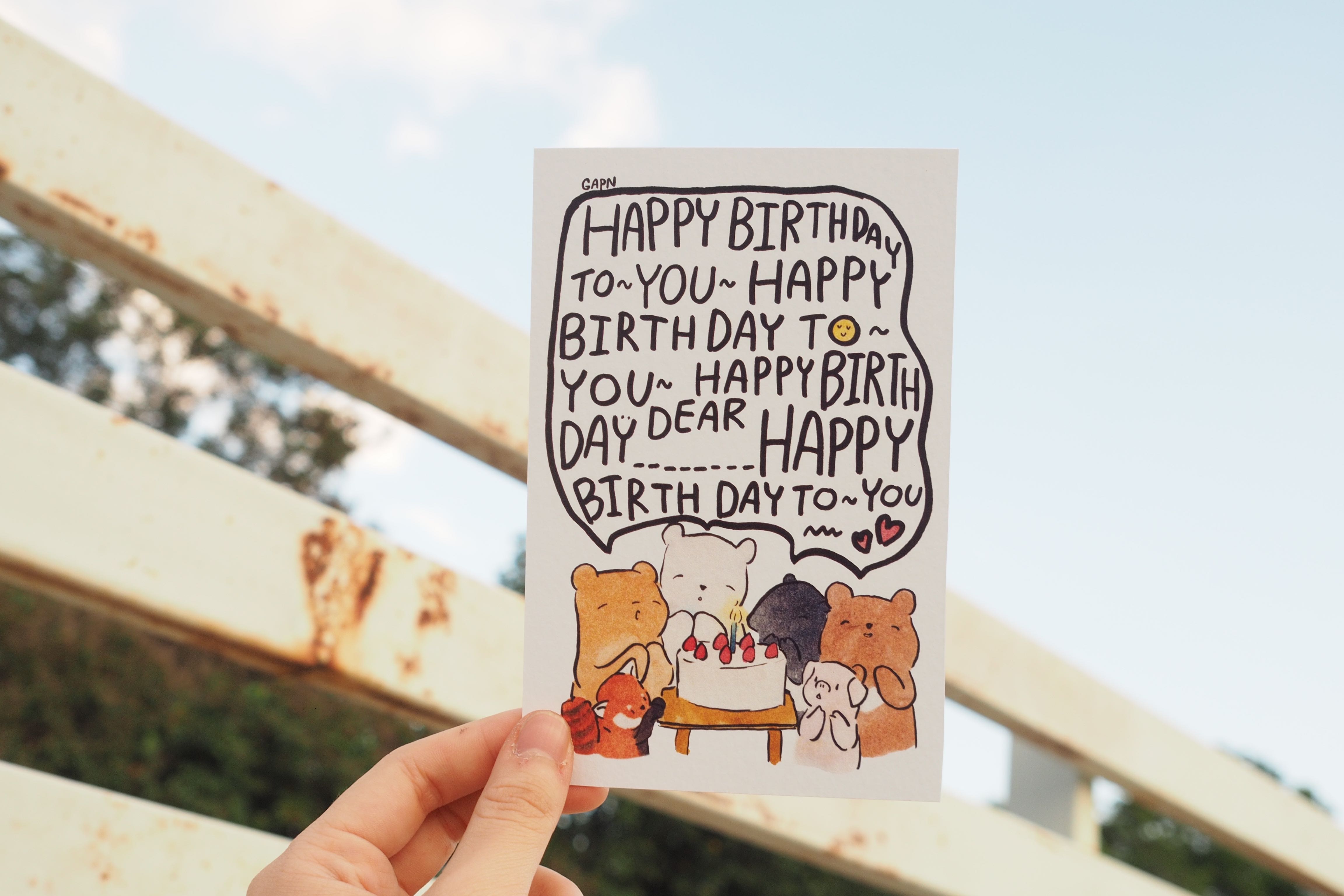 Birthday song postcard