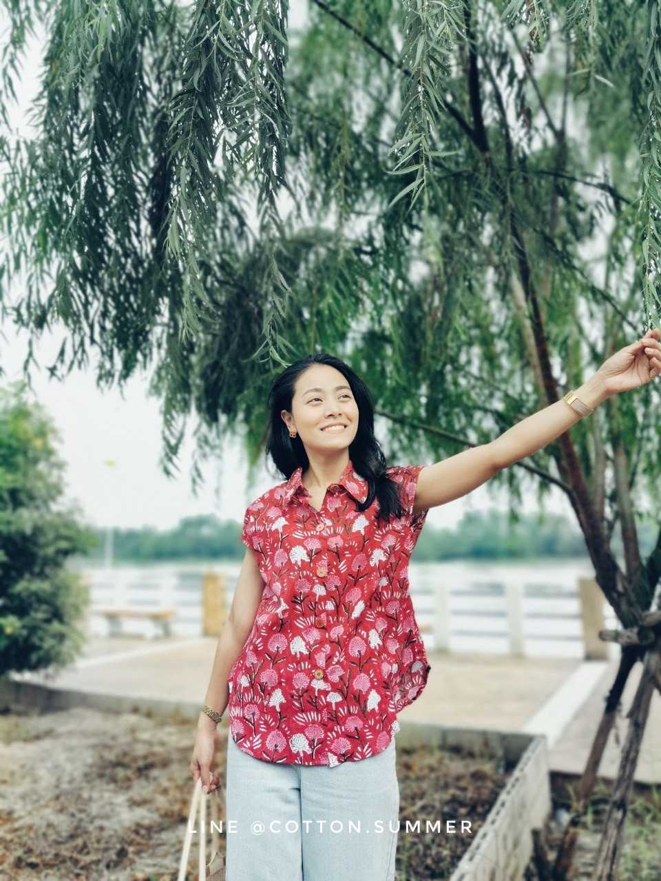 Norah Collection เสื้อ cotton india คอปก