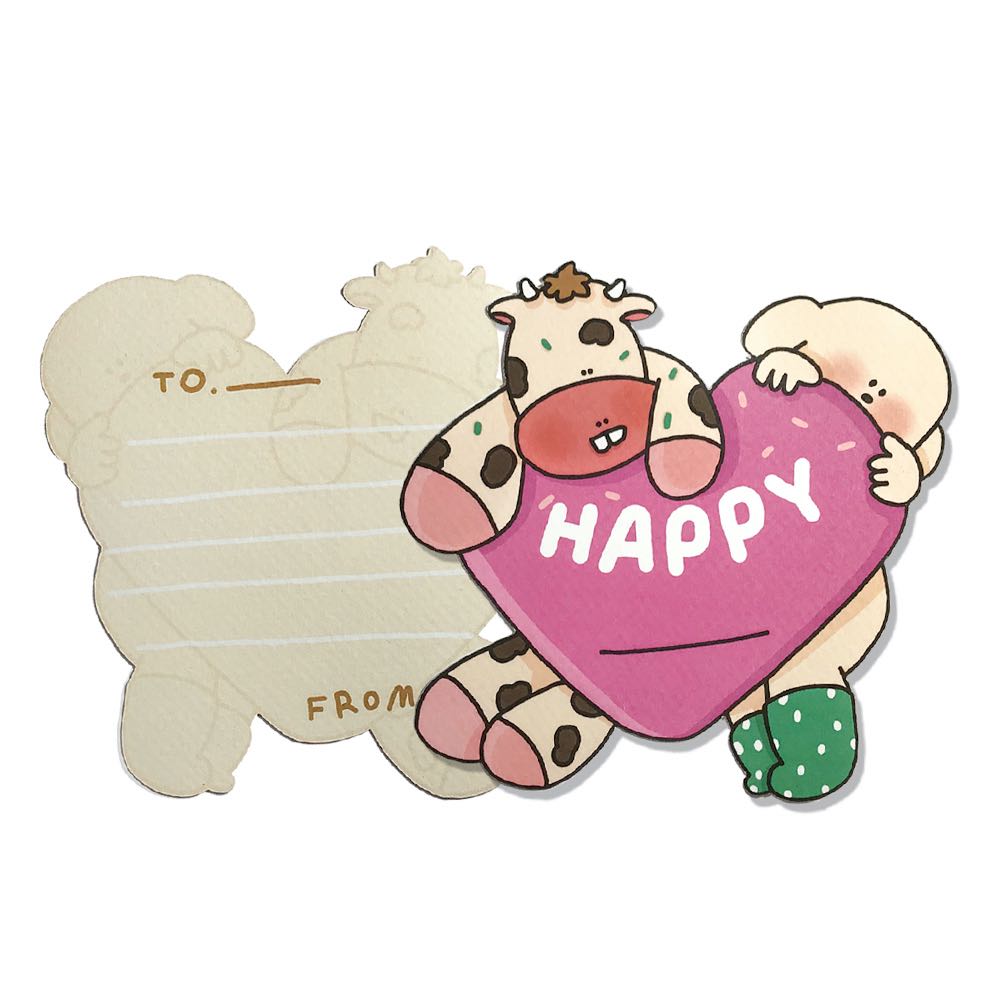 die cut postcard - happy heart