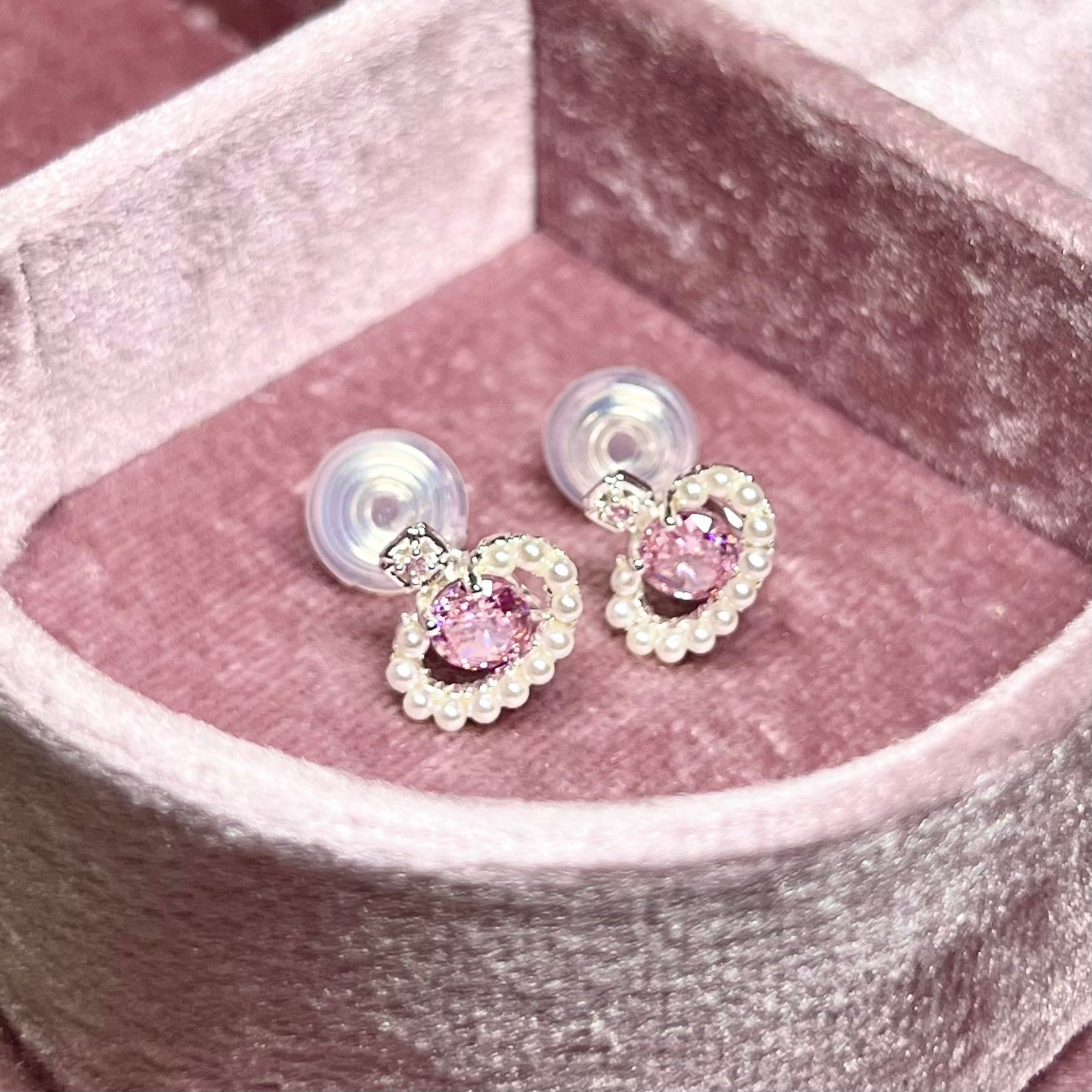 MQ ดาวเสาร์พลอยชมพู วงแหวนมุก แป้นขดลวด