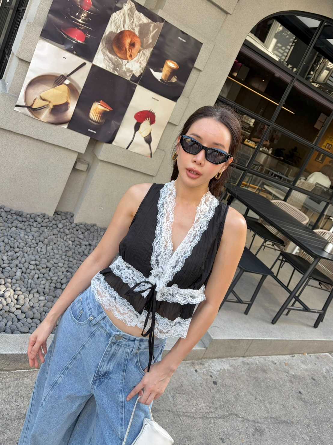Poppy Trim Sheer Layer Top เสื้อซีทรูแต่งลูกไม้ดีเทลหวาน มี 3 สี