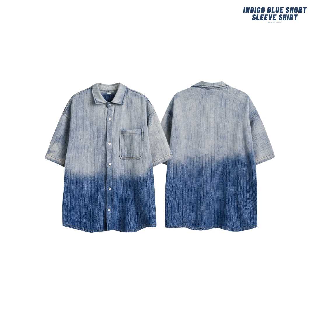 (พร้อมส่ง) Jeera168 | Indigo Blue Short Sleeve Shirt