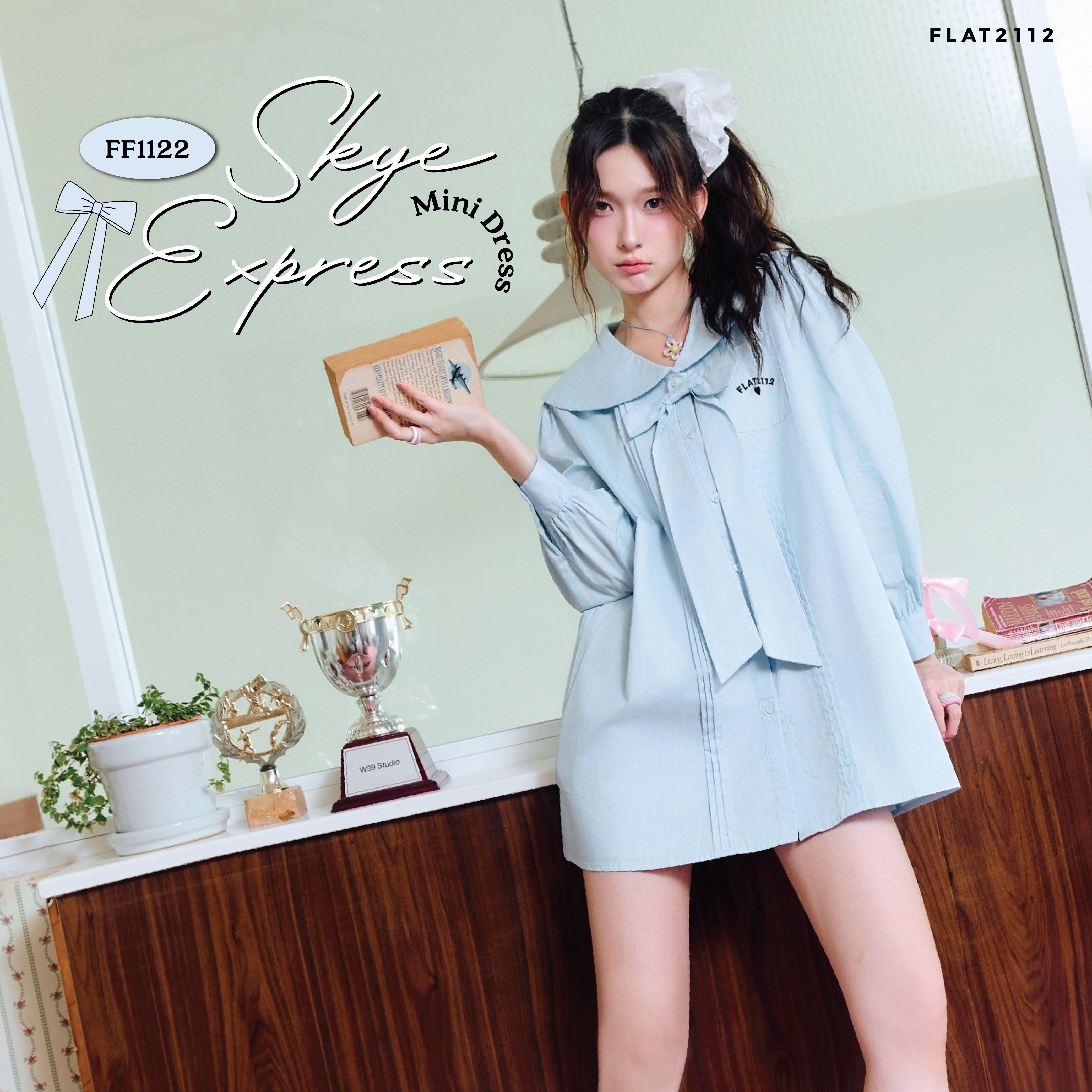 FLAT2112 FF1122 : SKYE EXPRESS MINI DRESS เดรสสั้น เดรสโอเวอร์ไซส์ เดรสแขนยาว แฟชั่นผู้หญิง