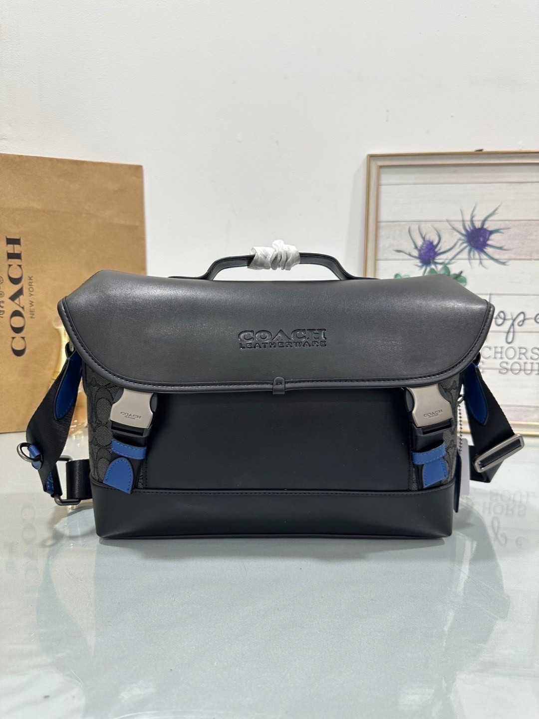 กระเป๋าสะพายผู้ชายCoach C3794 League Bike Bag In Signature Jacquard For Mens