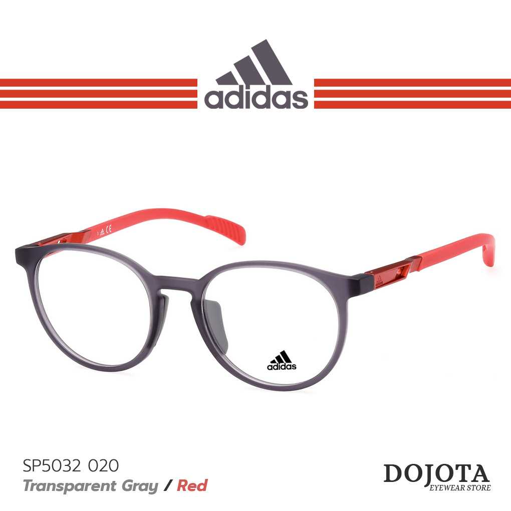 กรอบแว่นตา Adidas รุ่น SP5032-020 สีเทา/แดง (Gray / Red) ทรงหยดน้ำใหญ่