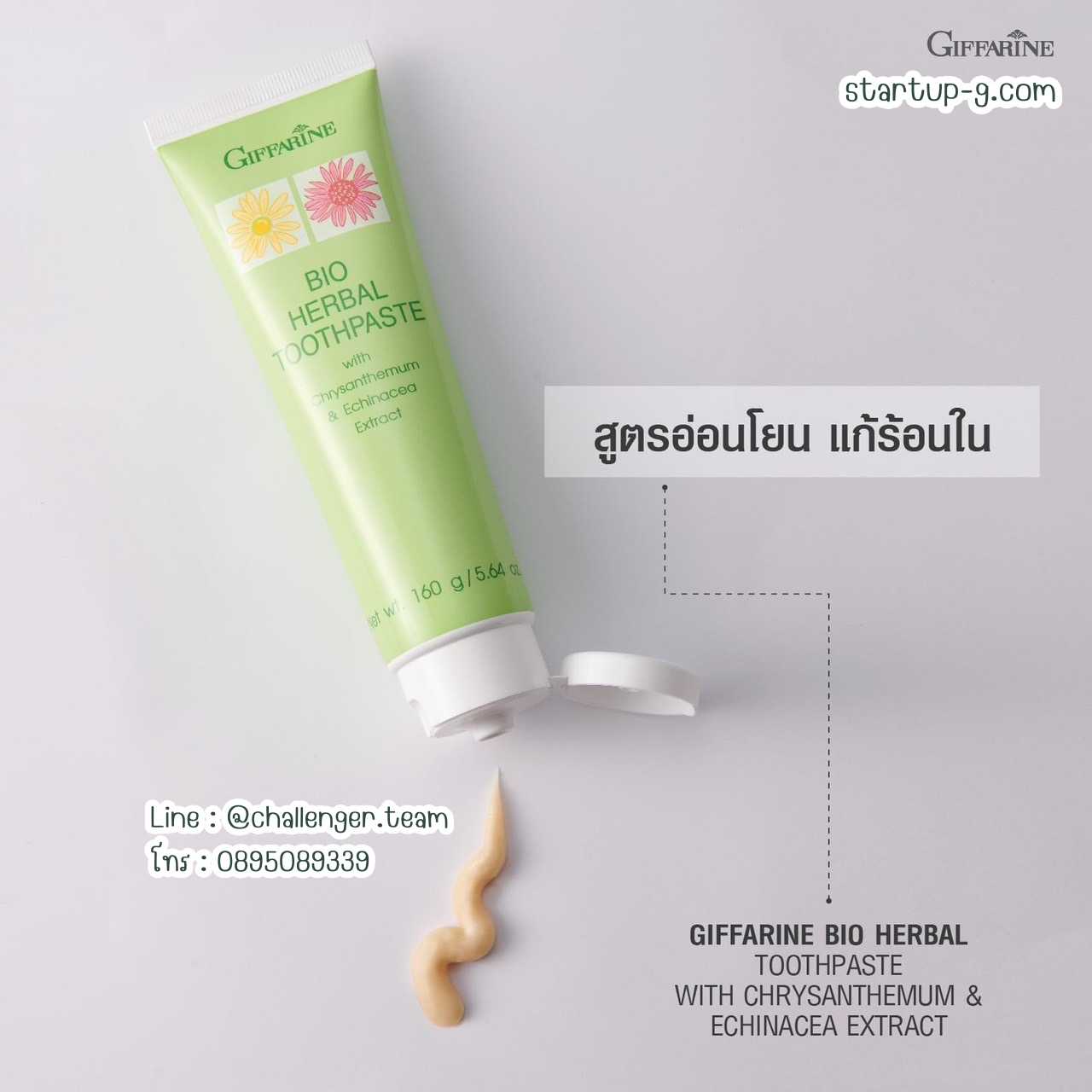 ยาสีฟันแก้ร้อนใน ยาสีฟันสมุนไพรผสมสารสกัดจากดอกเก๊กฮวย อิชินาเซีย และ Stay-C 50 Giffarine กิฟฟารีน