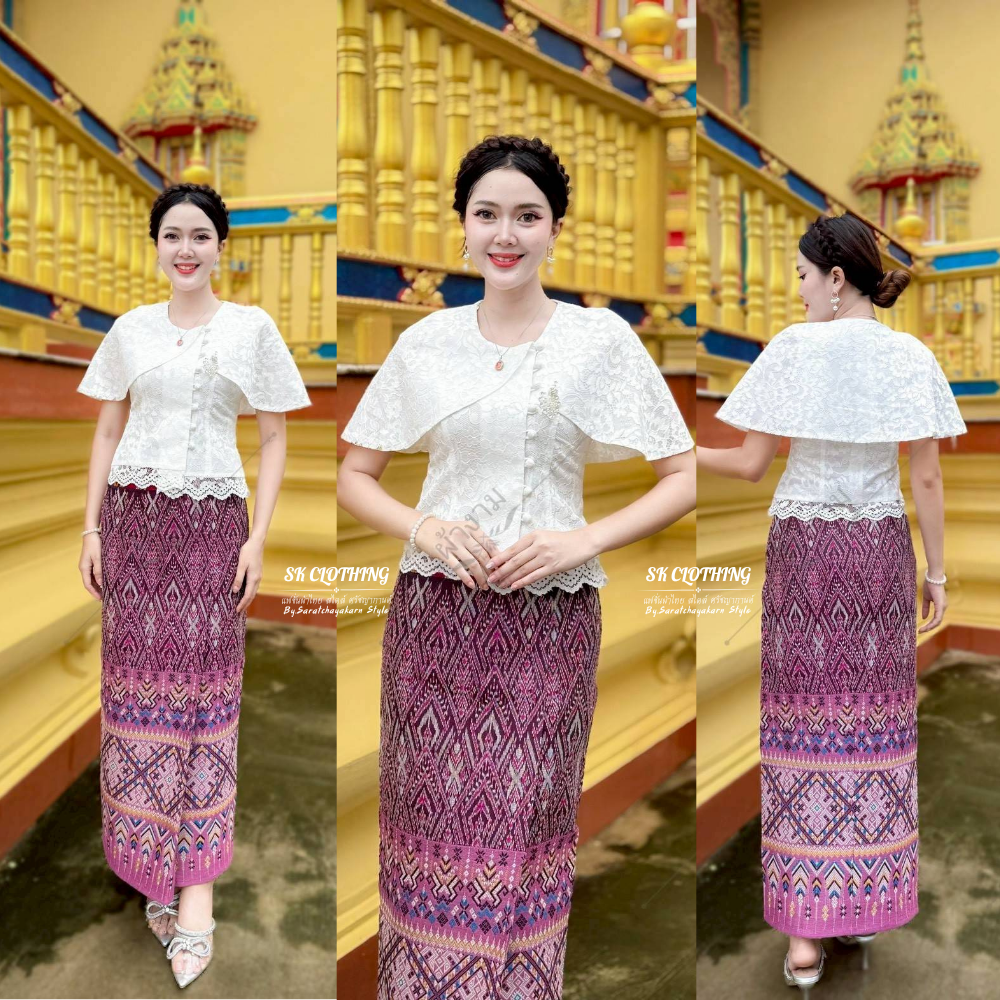 ผ้าถุงสำเร็จ ลายไหมพิมาน งานป้ายสำเร็จ ซิปซ่อนหลัง มี SIZE S-2XL เนื้อผ้าฝ้ายทอลาย อัดกาวทั้งผืน