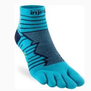 INJINJI ถุงเท้าวิ่งแยกนิ้ว  วิ่งอัลตร้า ทุกเพศ หุ้มข้อ สีน้ำเงิน PACIFIC BLUE หนานุ่ม ของแท้