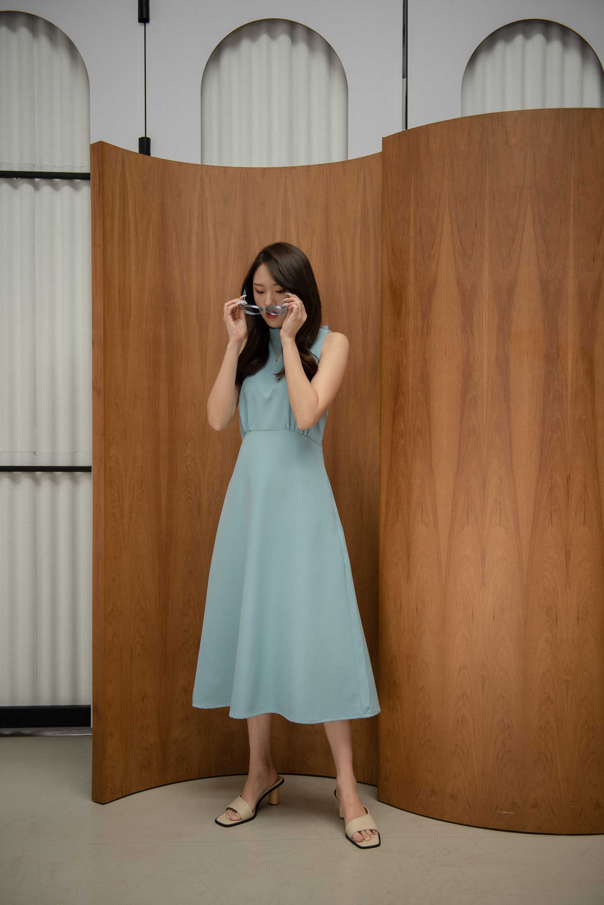 Marron Dress - Blue สีใหม่ (สีจริงรูป 3)