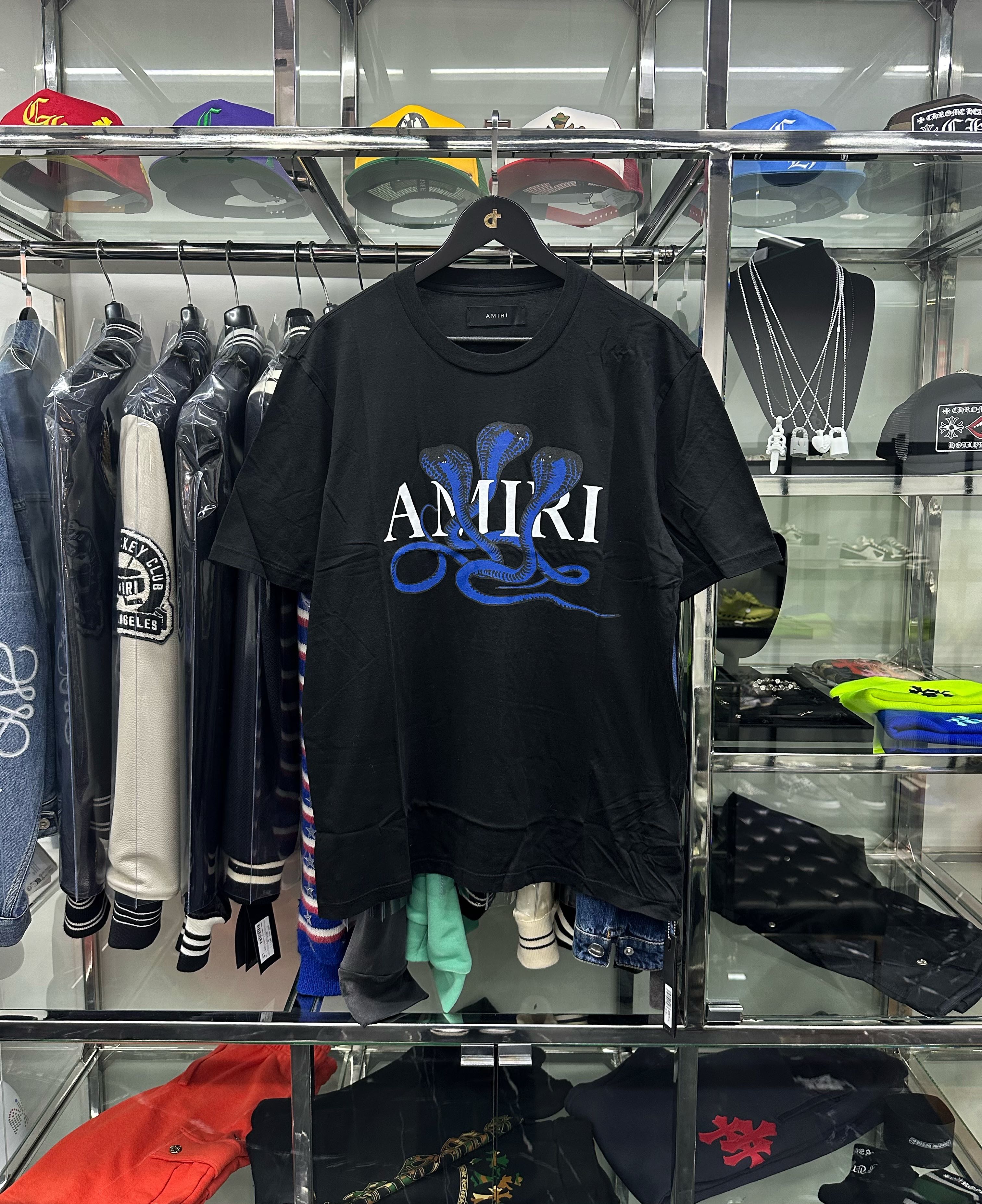 Amiri Blue Snake Black Tee