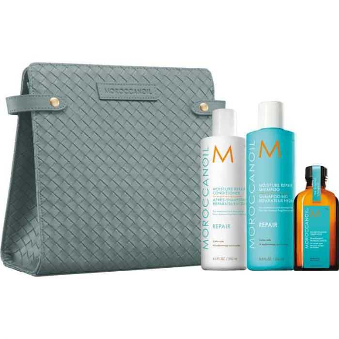 ชุดบำรุงเส้นผม Moroccanoil สูตร Repair สำหรับผมแห้งเสียหาย  ฟรีออยและกระเป๋า