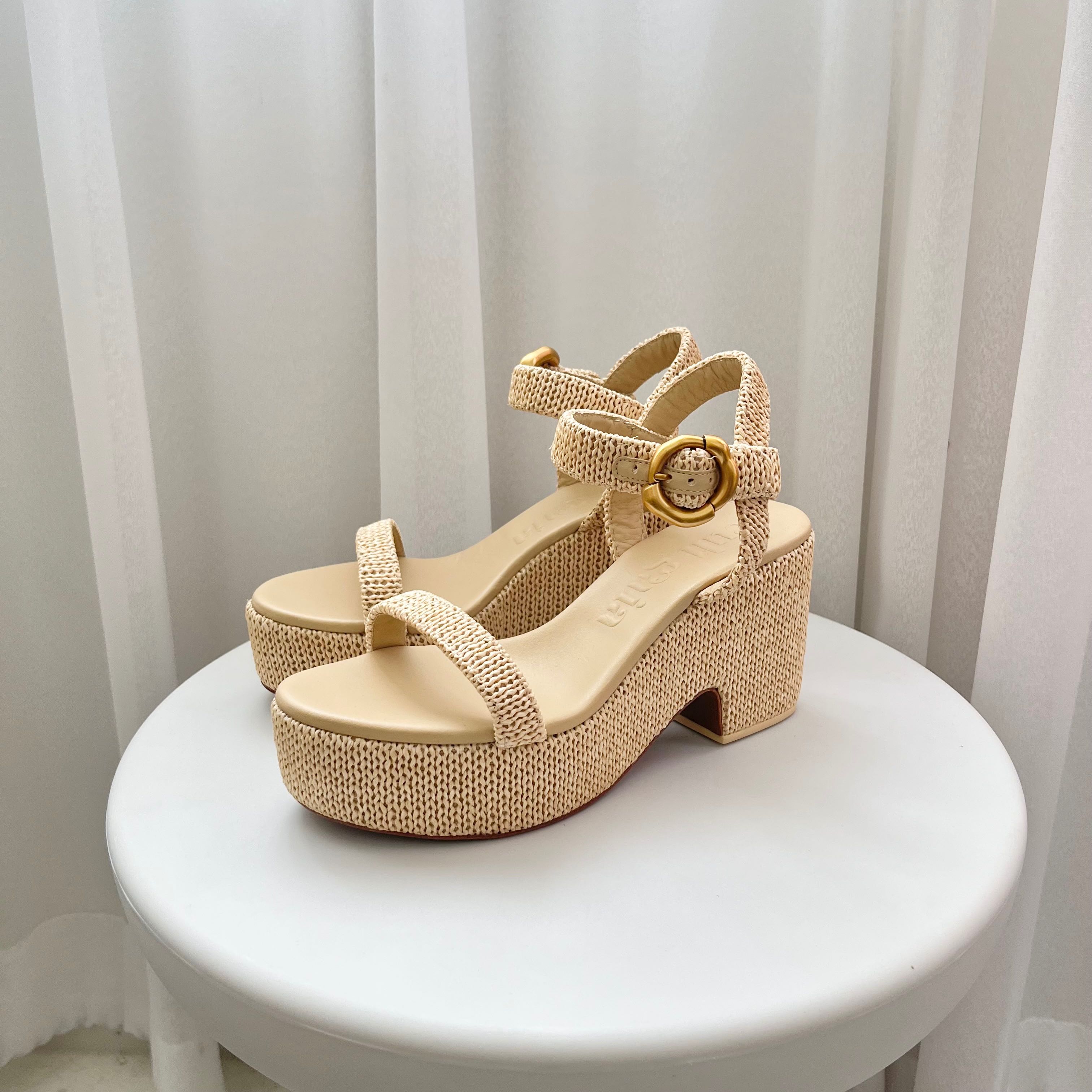 Cult Gaia CLARA PLATFORM SANDAL - NATURAL