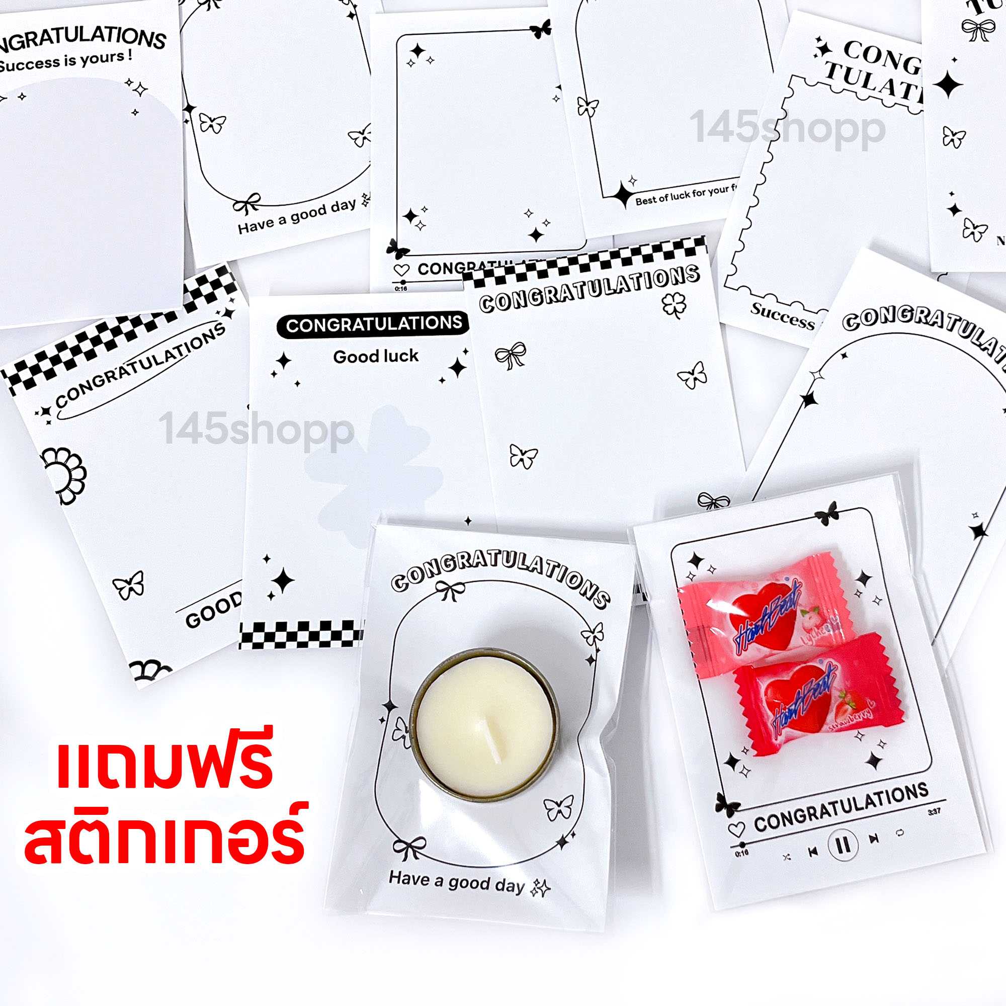 แผ่นรองพื้นหลัง Set04 แถมฟรีซองใส สติกเกอร์ การ์ดปัจฉิม ปัจฉิม ของขวัญปัจฉิม