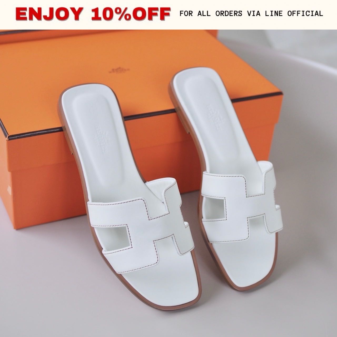 NEW! HERMES Oran Sandals สี Blanc | Shoes