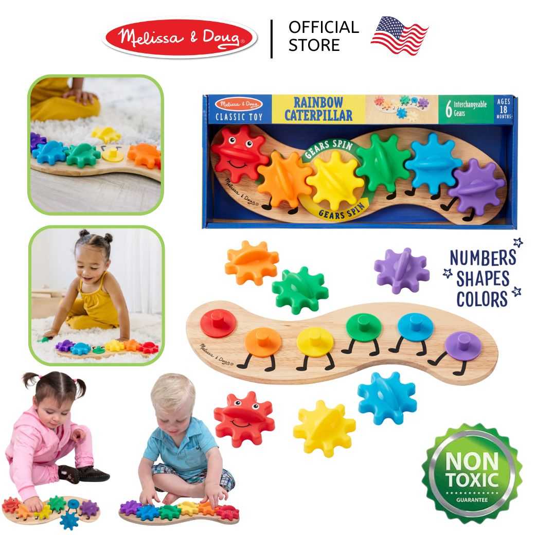 (ของแท้ USA 18+เดือน) ของเล่น STEM ฟันเฟืองเสริมตรรกะ Melissa & Doug Caterpillar Gear Toy 3084
