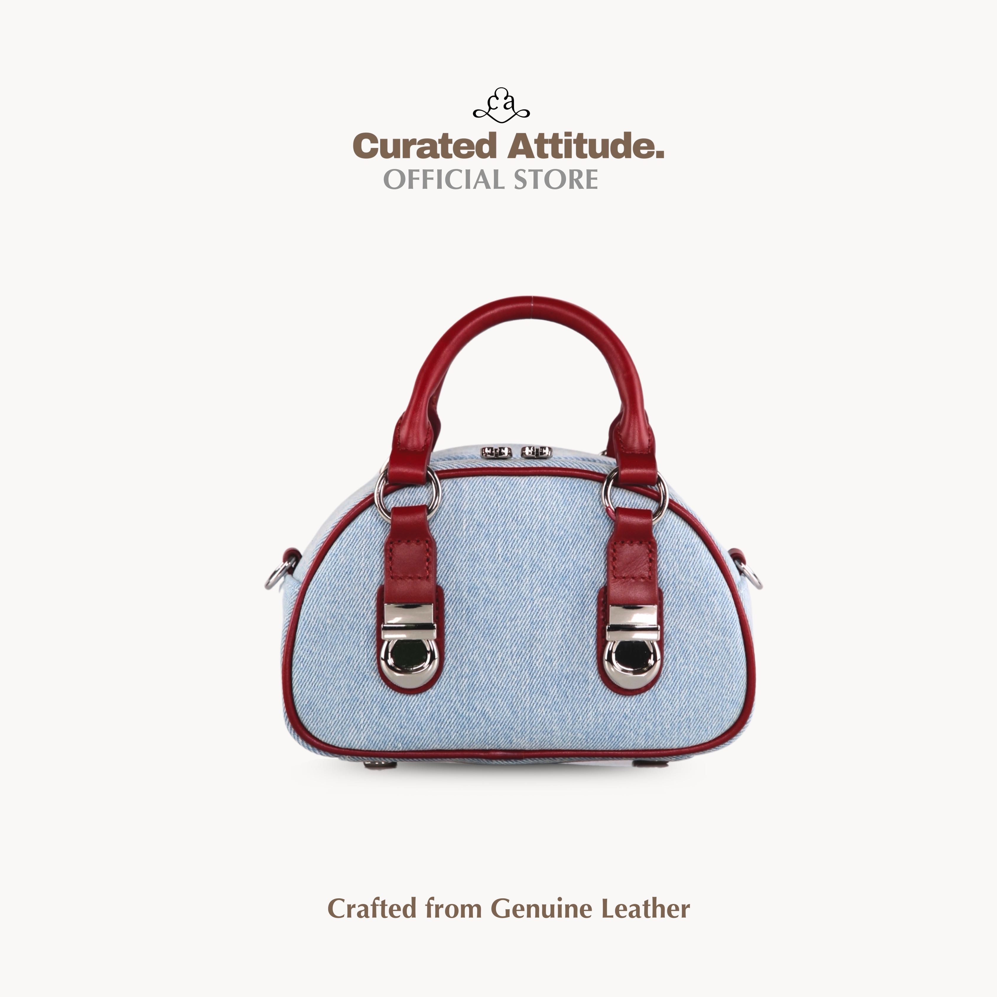 ( พร้อมส่ง) Vivi Collection - Cherrie - Genuine Leather/Denim