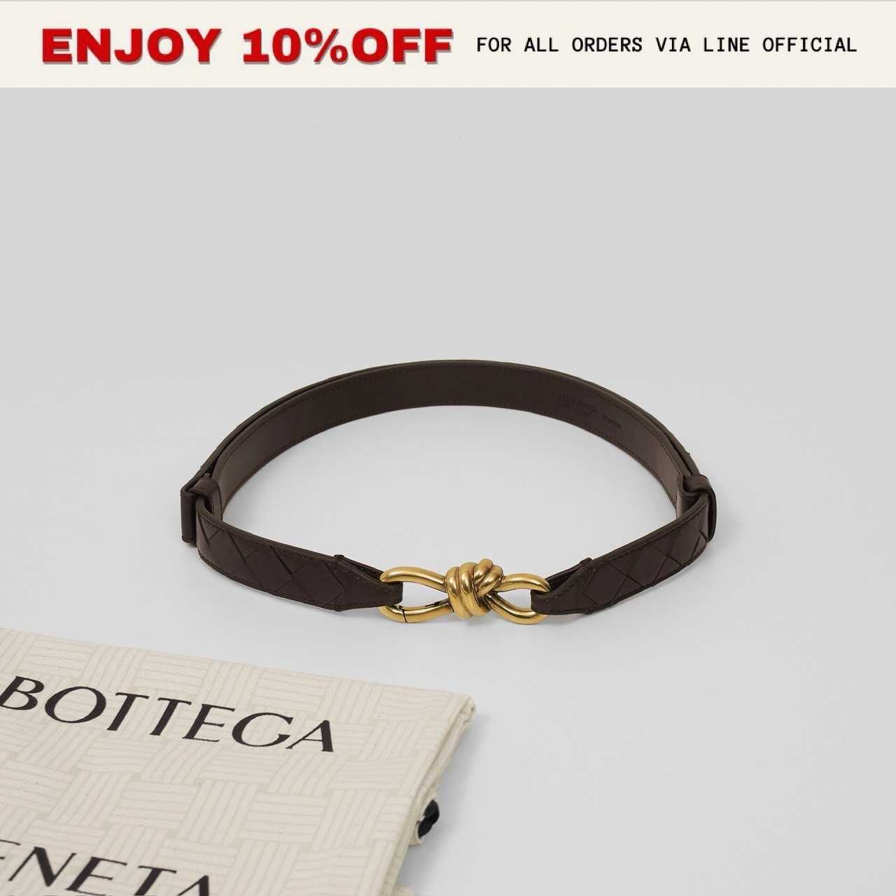 NEW! BOTTEGA VENETA Andiamo Belt สี Fondant GHW | ACC