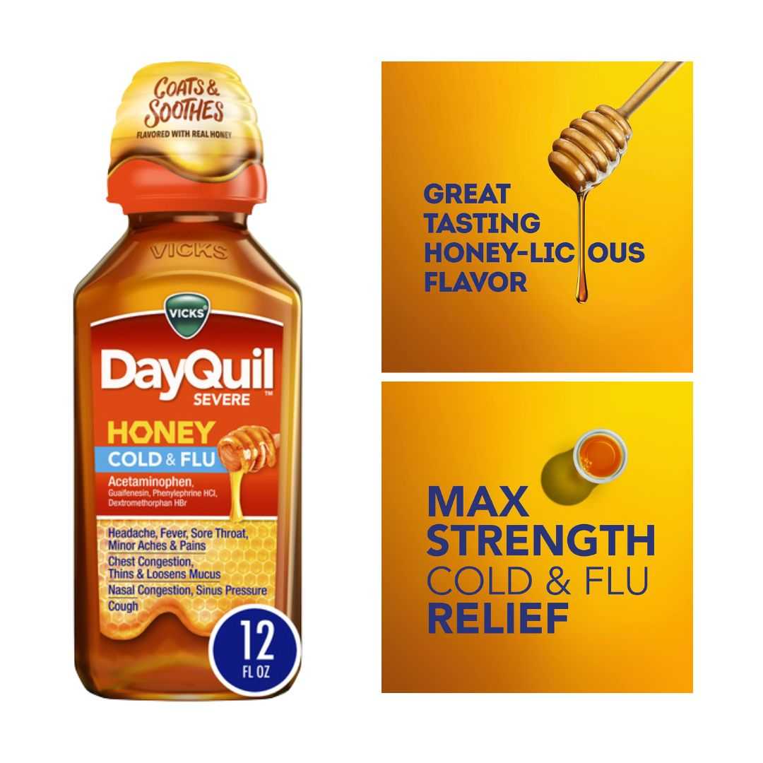 Vicks DayQuil Cold and Flu Liqui รส Honey ขนาด 354Ml จากอเมริกา พร้อมส่ง