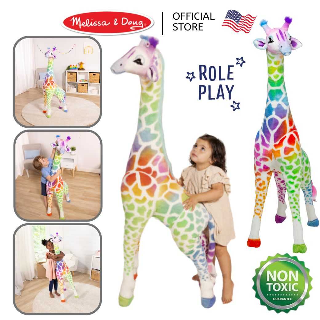(ของแท้ USA) ตุ๊กตายีราฟ สูง 4 ฟุต รุ่นลิมิเต็ด Melissa & Doug Rainbow Plush Giraffe รุ่น 32203